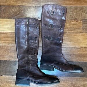 Vince Camuto Burnished Brown Leather Riding Boots size 10
